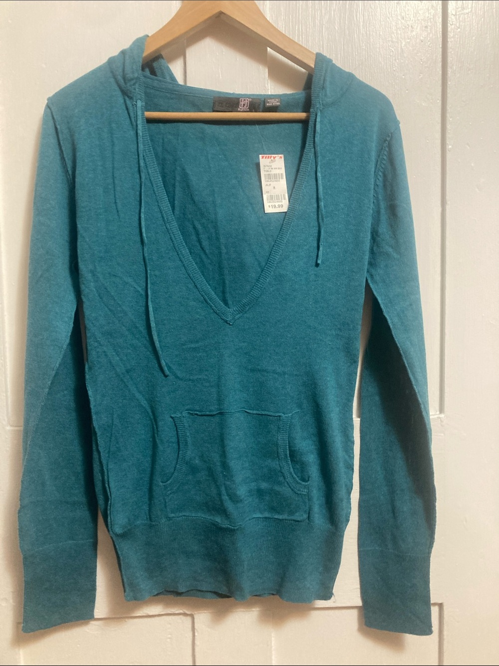 Tilly's Teal V-Neck Knit Top-flaw